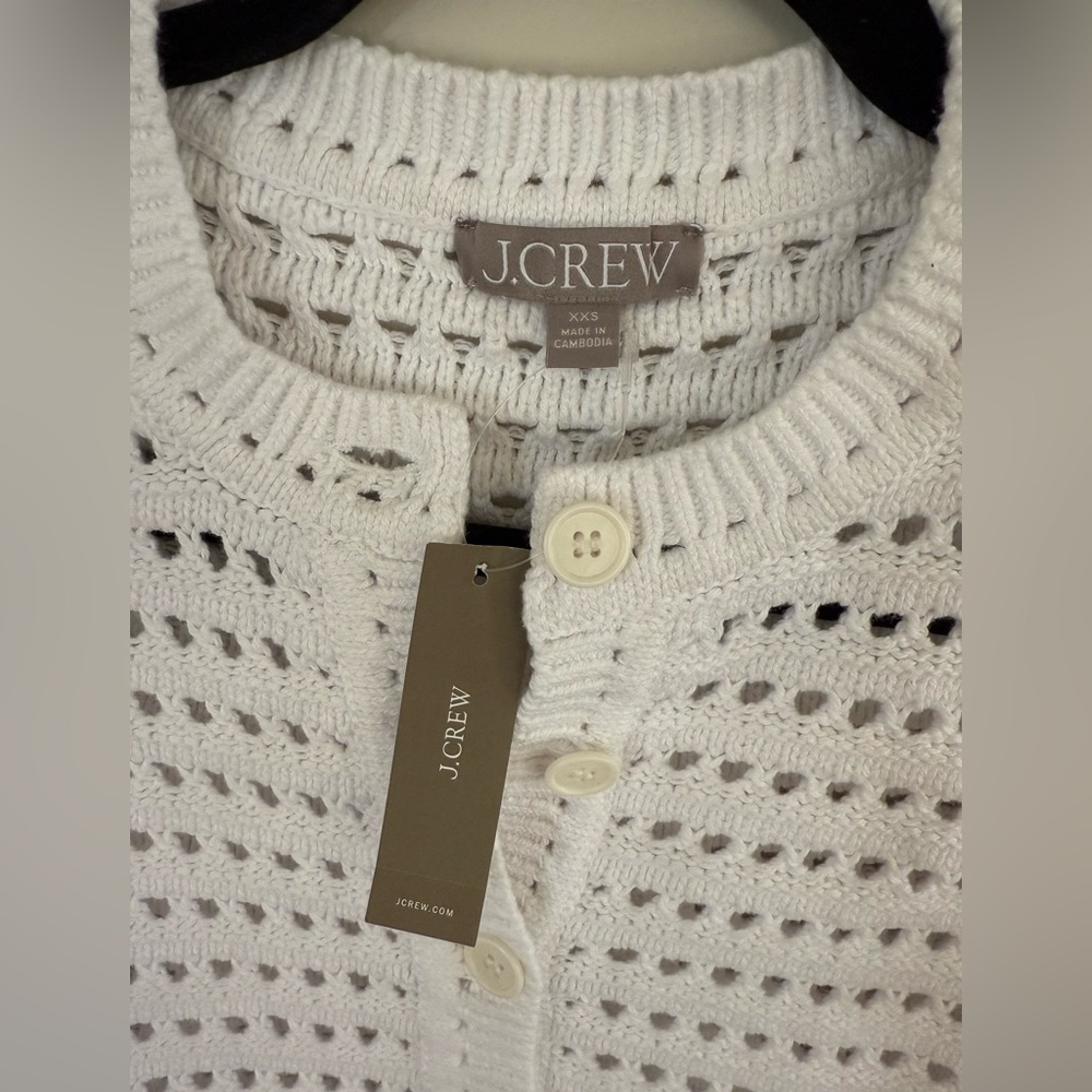 JCREW *NWT* Open Weave Short Sleeve Cardigan White XXS - Picture 4 of 7